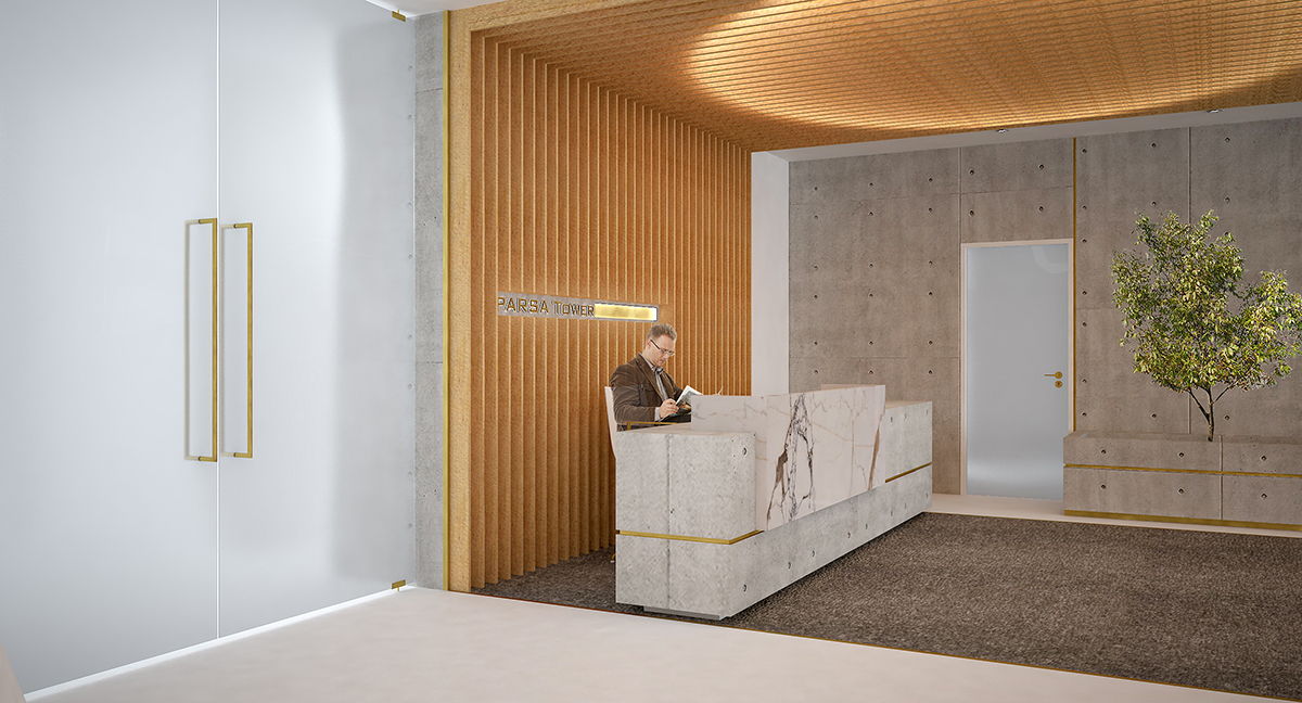 Interior Design; Lobby of Parsa Tower; Pratic-a Studio