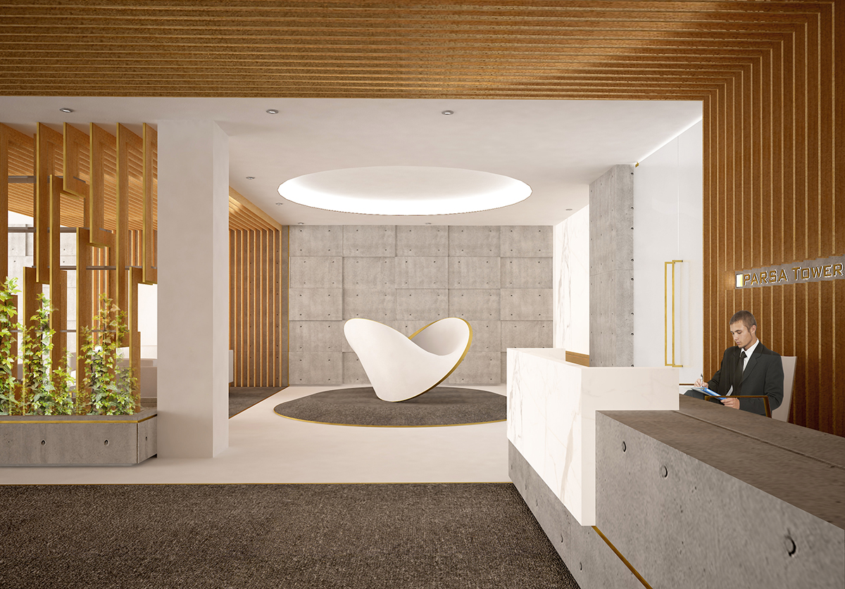 Interior Design; Lobby of Parsa Tower; Pratic-a Studio